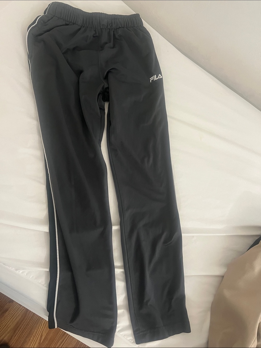 FILA Black Track Pants with White Side Stripe